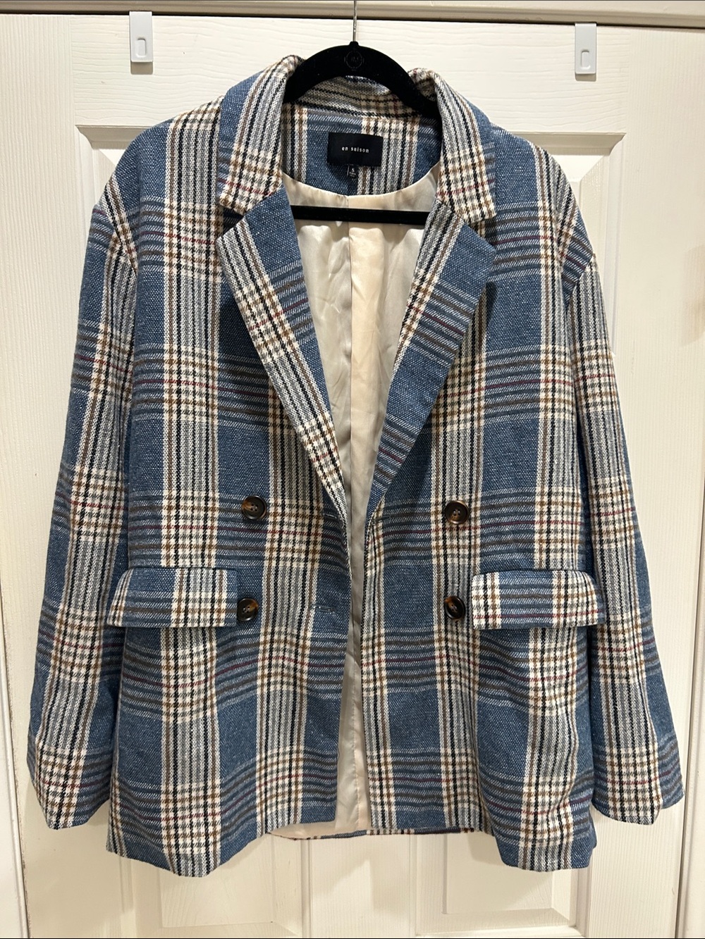 Anthropologie En Saison Plaid Women's Blazer Jacket - Picture 5 of 6